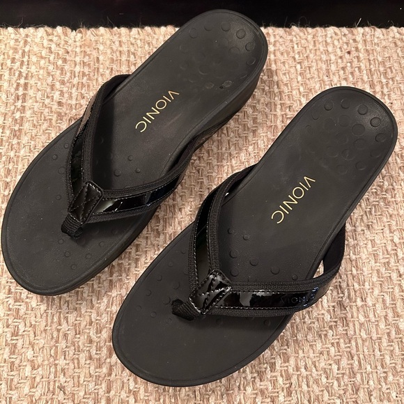 Vionic Pacific Hightide Platform Sandal Women's Size 11 Black Wedge Flip Flop - Picture 4 of 8